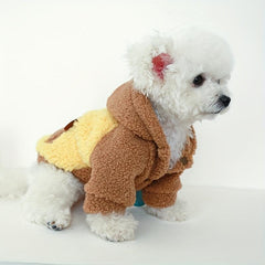 Cartoon Bear Patched Pet Hoodie Dog Warm Clothes