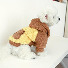 Cartoon Bear Patched Pet Hoodie Dog Warm Clothes
