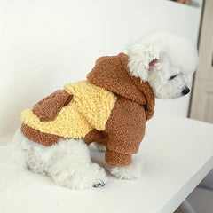 Cartoon Bear Patched Pet Hoodie Dog Warm Clothes