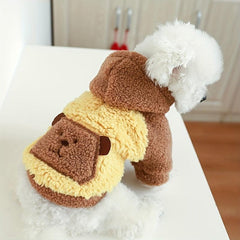 Cartoon Bear Patched Pet Hoodie Dog Warm Clothes