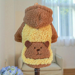 Cartoon Bear Patched Pet Hoodie Dog Warm Clothes