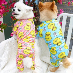 Duck Print Pet Pajama For Cats And Dogs Cozy Pet Clothes