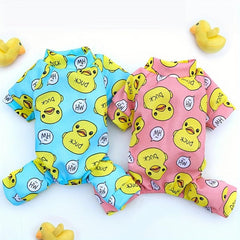 Duck Print Pet Pajama For Cats And Dogs Cozy Pet Clothes