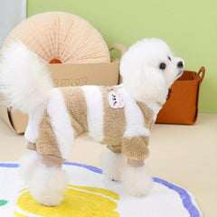 Striped Dog Sweater Coral Fleece Pet Jumpsuit Soft Warm Small Dogs Clothing