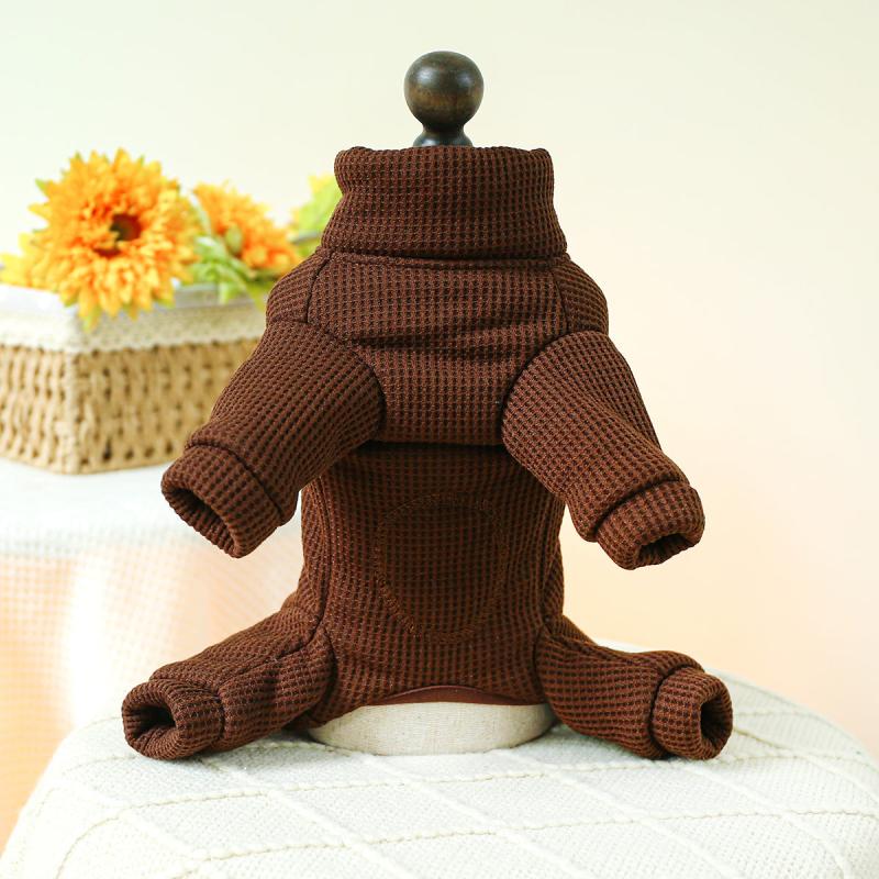 Coffee Pet Sweater Velvet Warm All Inclusive Pet Jumpsuit