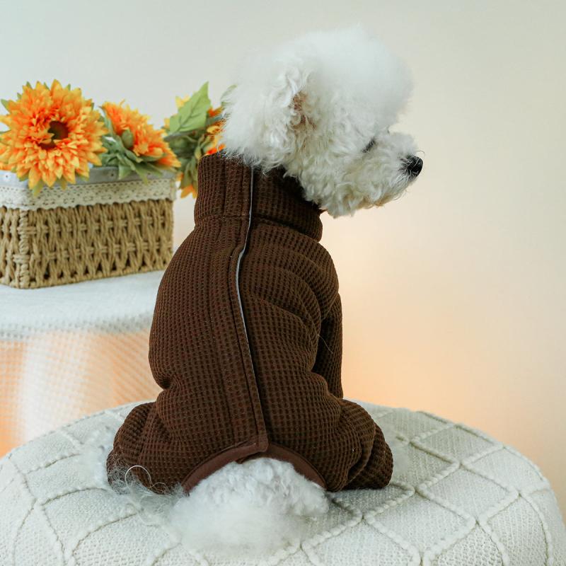 Coffee Pet Sweater Velvet Warm All Inclusive Pet Jumpsuit