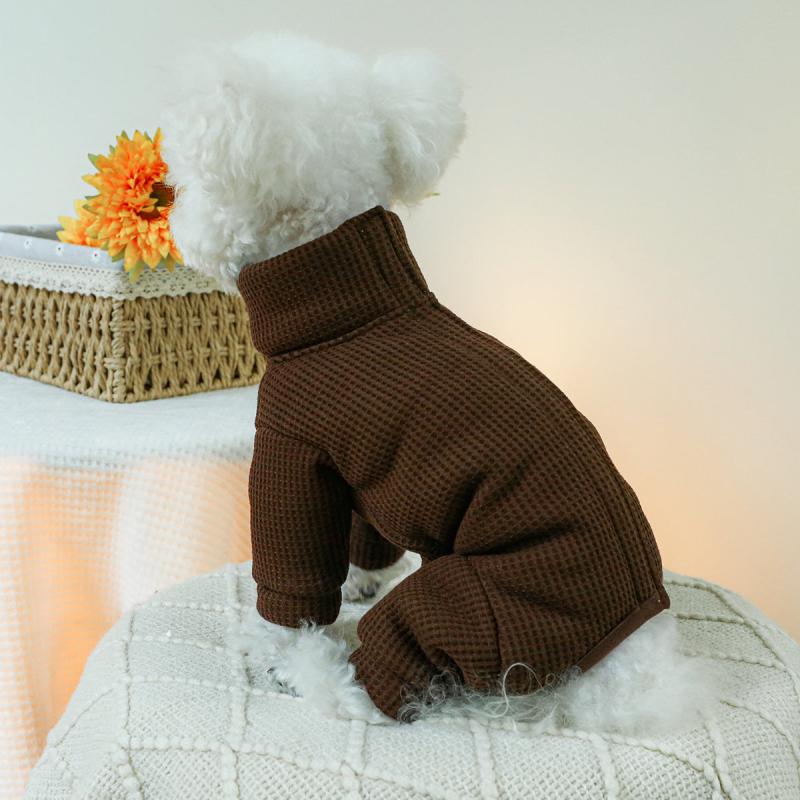 Coffee Pet Sweater Velvet Warm All Inclusive Pet Jumpsuit