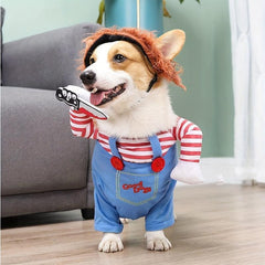 Halloween Pet Apparel & Wig Funny Bloody Doll Costume