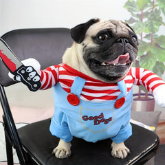 Halloween Pet Apparel & Wig Funny Bloody Doll Costume