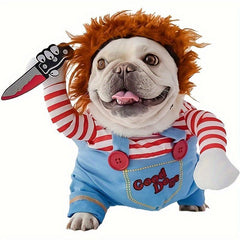 Halloween Pet Apparel & Wig Funny Bloody Doll Costume