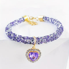 Heart Shaped Pendant Necklace for Pets with Artificial Gemstones
