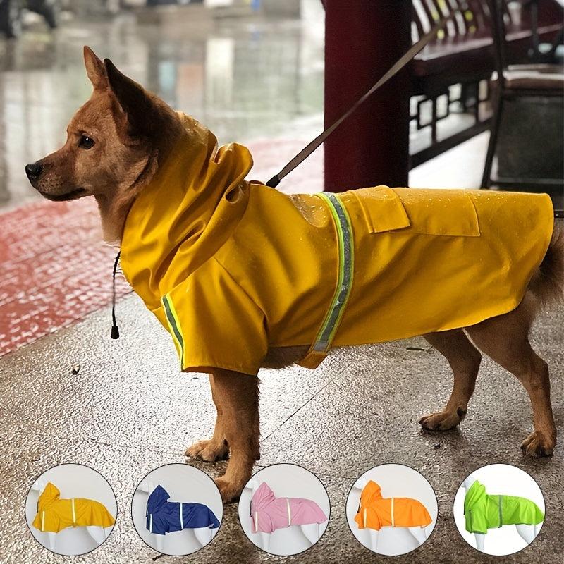 Large Dog Raincoat Reflective Pet Cloak Hooded Jacket