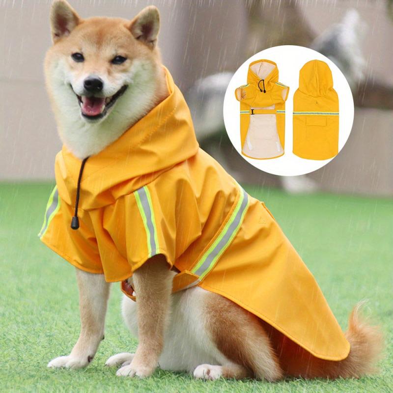Large Dog Raincoat Reflective Pet Cloak Hooded Jacket