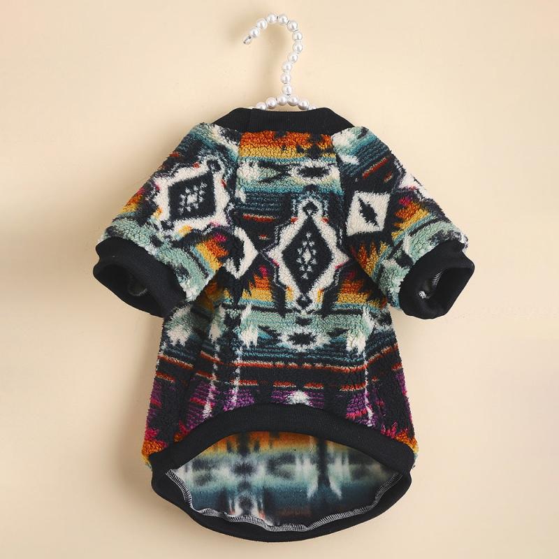 Ethnic Style Graphic Pet Thickened Plush Sweater for Autumn and Winter