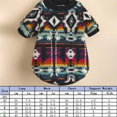Ethnic Style Graphic Pet Thickened Plush Sweater for Autumn and Winter