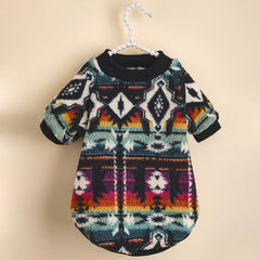 Ethnic Style Graphic Pet Thickened Plush Sweater for Autumn and Winter