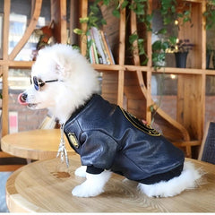 Dog Leather Clothing Pet Warm Clothes Cat Outdoor Apparel Padded Camping Jacket