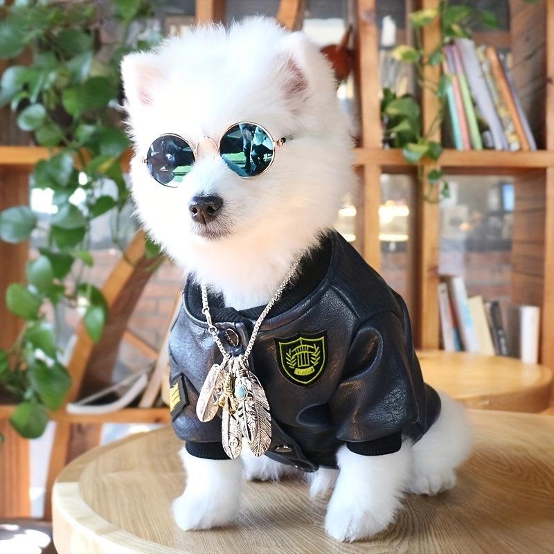Dog Leather Clothing Pet Warm Clothes Cat Outdoor Apparel Padded Camping Jacket