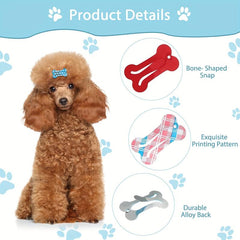 6pcs Cute Bone Shaped Hair Clips for Pets