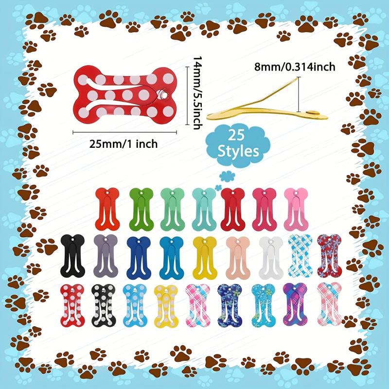 6pcs Cute Bone Shaped Hair Clips for Pets