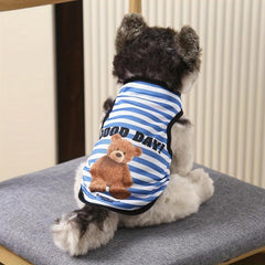Striped & Bear Print Pet Tank for Small and Medium Dog