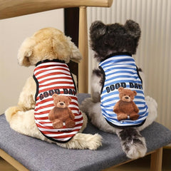 Striped & Bear Print Pet Tank for Small and Medium Dog