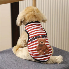 Striped & Bear Print Pet Tank for Small and Medium Dog