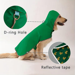 Waterproof Dog Raincoat Green Double Layer Coat for All Weather Protection