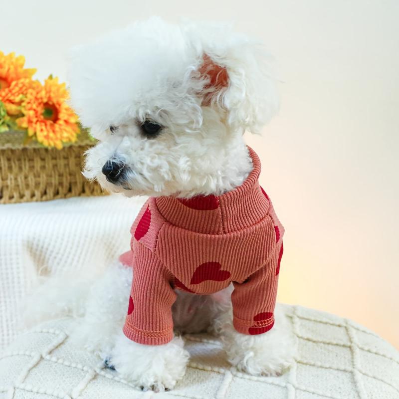 Heart Graphic Pet Turtle Neck Sweater For Autumn And Winter