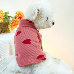 Heart Graphic Pet Turtle Neck Sweater For Autumn And Winter