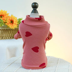 Heart Graphic Pet Turtle Neck Sweater For Autumn And Winter