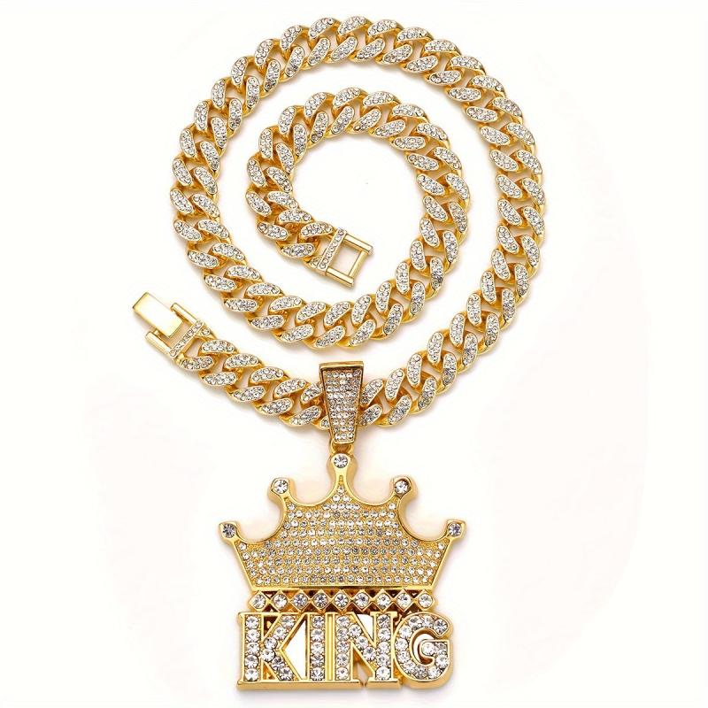 Hip Hop Rhinestone Crowned King Pendant Necklace for Pets