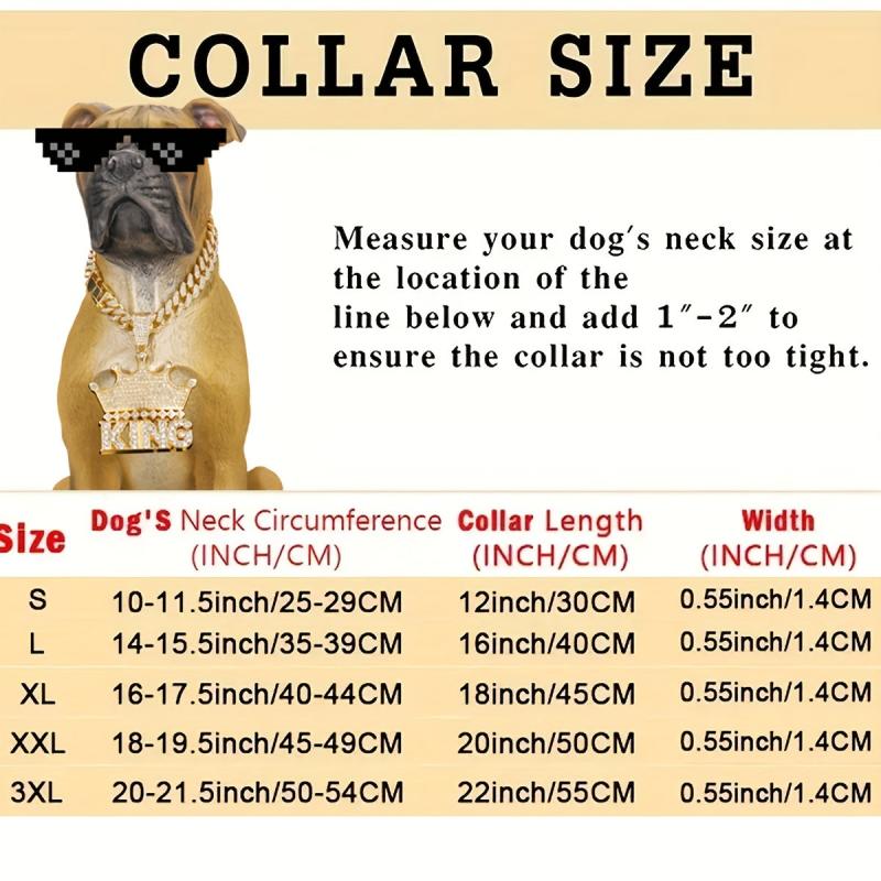 Hip Hop Rhinestone Crowned King Pendant Necklace for Pets