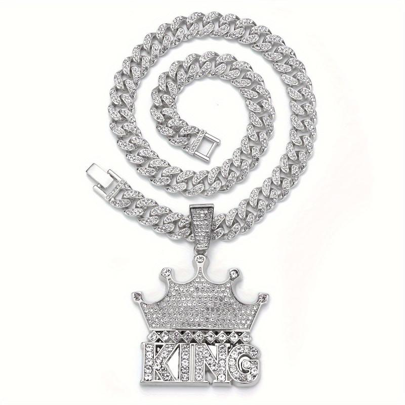 Hip Hop Rhinestone Crowned King Pendant Necklace for Pets