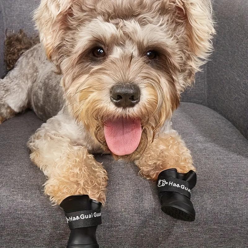 4pcs Rubber Pet Rain Boots Anti dirty Scratch Durable Shoes For Pet