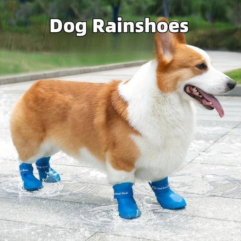 4pcs Rubber Pet Rain Boots Anti dirty Scratch Durable Shoes For Pet