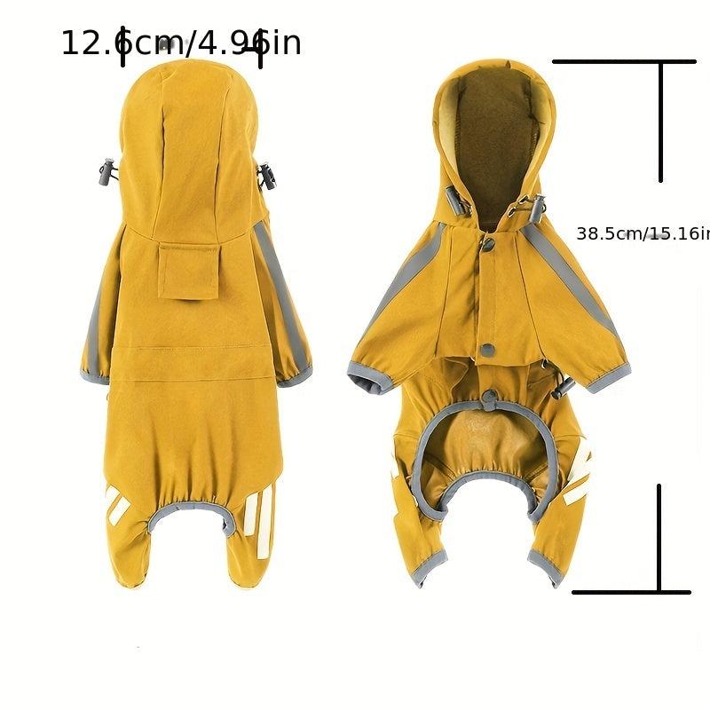 Yellow Dog Raincoats Waterproof Puppy Jacket Dog Hooded Jumpsuit