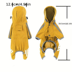 Yellow Dog Raincoats Waterproof Puppy Jacket Dog Hooded Jumpsuit