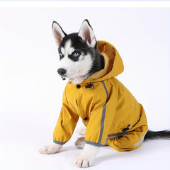 Yellow Dog Raincoats Waterproof Puppy Jacket Dog Hooded Jumpsuit
