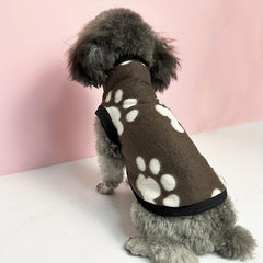 Paw Graphic Fleece Dog Coat Winter Warm Pet Vest for Small Dogs