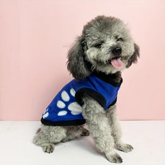 Paw Graphic Fleece Dog Coat Winter Warm Pet Vest for Small Dogs