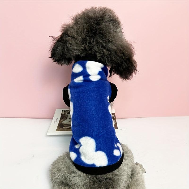 Paw Graphic Fleece Dog Coat Winter Warm Pet Vest for Small Dogs