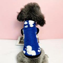 Paw Graphic Fleece Dog Coat Winter Warm Pet Vest for Small Dogs