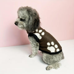 Paw Graphic Fleece Dog Coat Winter Warm Pet Vest for Small Dogs