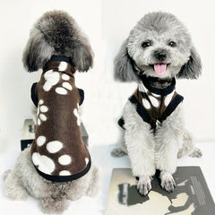 Paw Graphic Fleece Dog Coat Winter Warm Pet Vest for Small Dogs