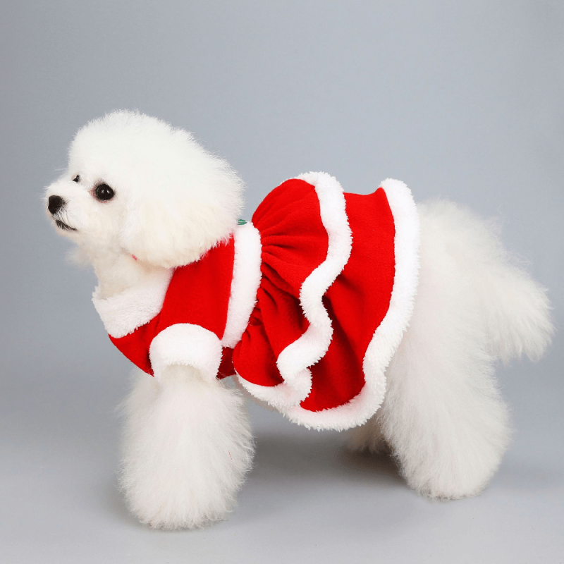 Christmas Plush Dog Dress & Santa Suit for Kittens & Puppies