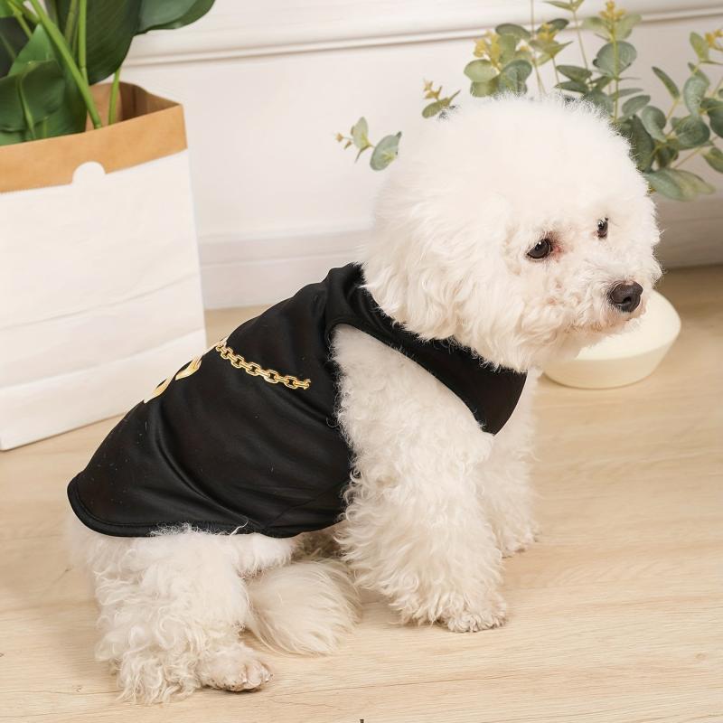 Pet Tank Top with Necklace Cat Graphic Print Clothes