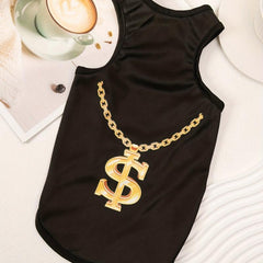 Pet Tank Top with Necklace Cat Graphic Print Clothes