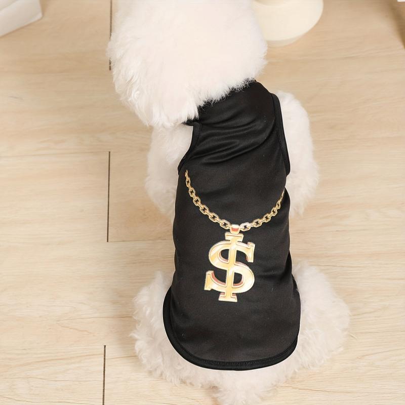 Pet Tank Top with Necklace Cat Graphic Print Clothes