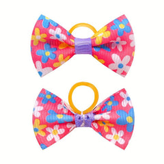 40pcs Mixed Style Pet Grooming Hair Bows with Rubber Bands